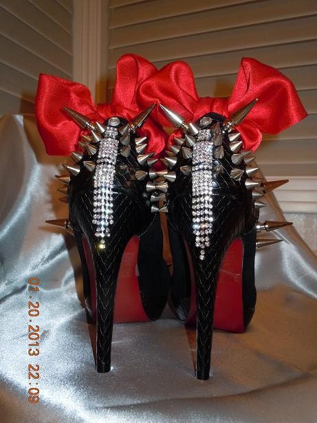 High Heel Platform Spiked Women Shoes Black size 7..Luoboutin inspired...A SpikesByG Design