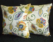 Decorative Accent Pillow Covers - Set of Two 18 Inch - Floral Cream