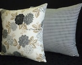 Decorative Accent Throw Pillow Covers - Two 18inch Black, Grey and White