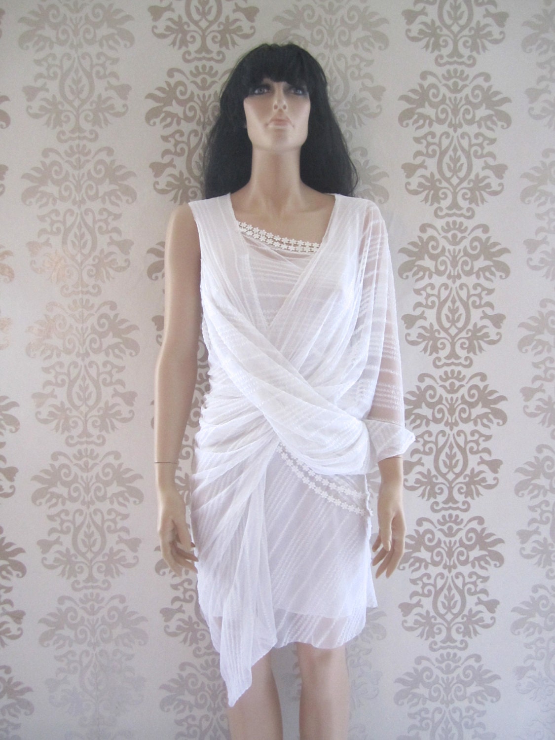 Party Cocktail Dress Handmade Bridesmaid Evening Holiday Women Wedding Reception Dress : APHRODITE Grecian Drape Short Dress Custom Size