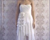 Organza Strapless Woodland Drape Detail Slim Fit Wedding Dresses  : REGINA Sweetheart  Strapless Lace Hi Low Dress Custom Size