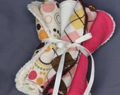 Argyle Limeade & Vanilla Sorbet Contoured Girl Burp Cloths, Set of 4