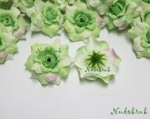 100 Vintage Green color Roses Artificial Silk Flower Heads for Wedding , Bridal Hair Clip, Bag, Shue Decorate
