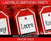 Ladybug Birthday Party - Favor Tags & Bonus: Favor Box NonPersonalized Printable // Ladybug - B35Nk