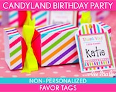 Candyland Birthday Party - Favor Tags & Bonus: Favor Box NonPersonalized Printable // Candyland - B39Pz2