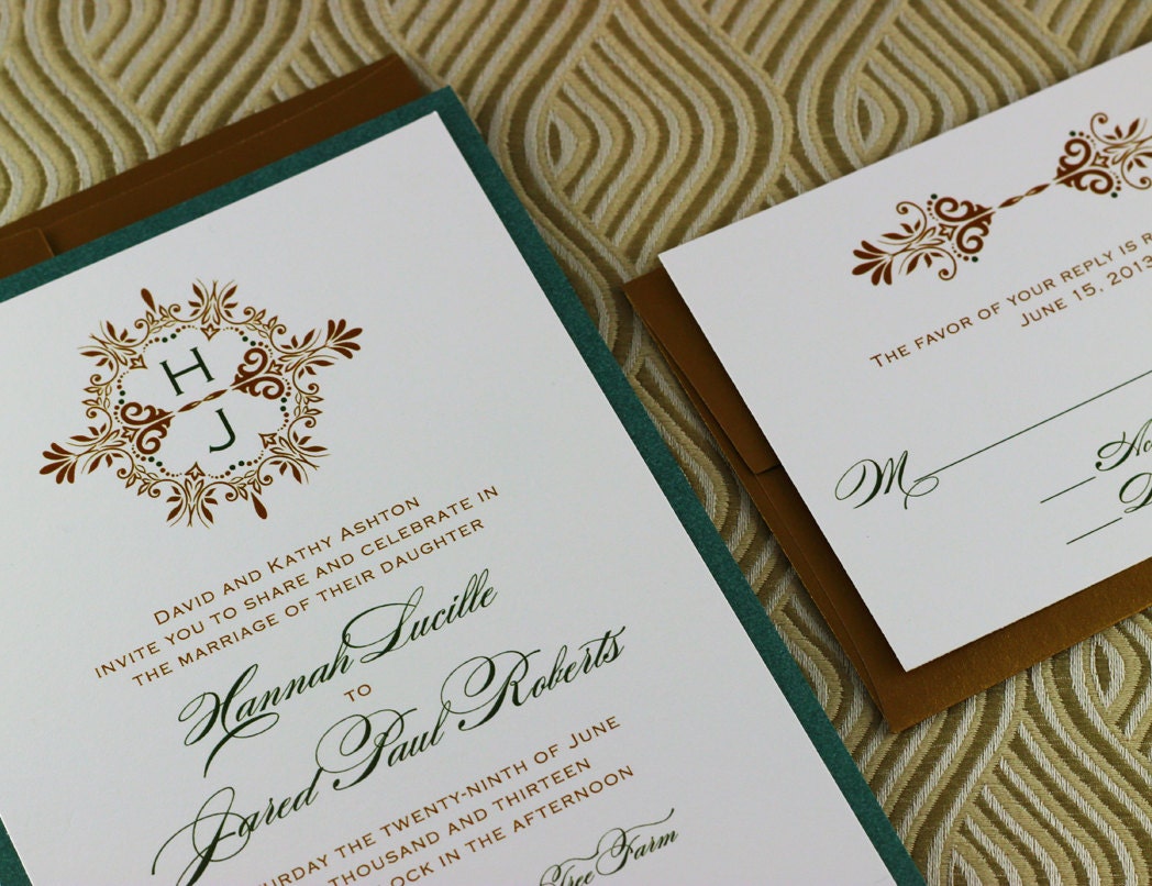 Printable Wedding Invitations Vintage Wedding Invitations Monogram Wedding Invitations Digital Files for Self-Print
