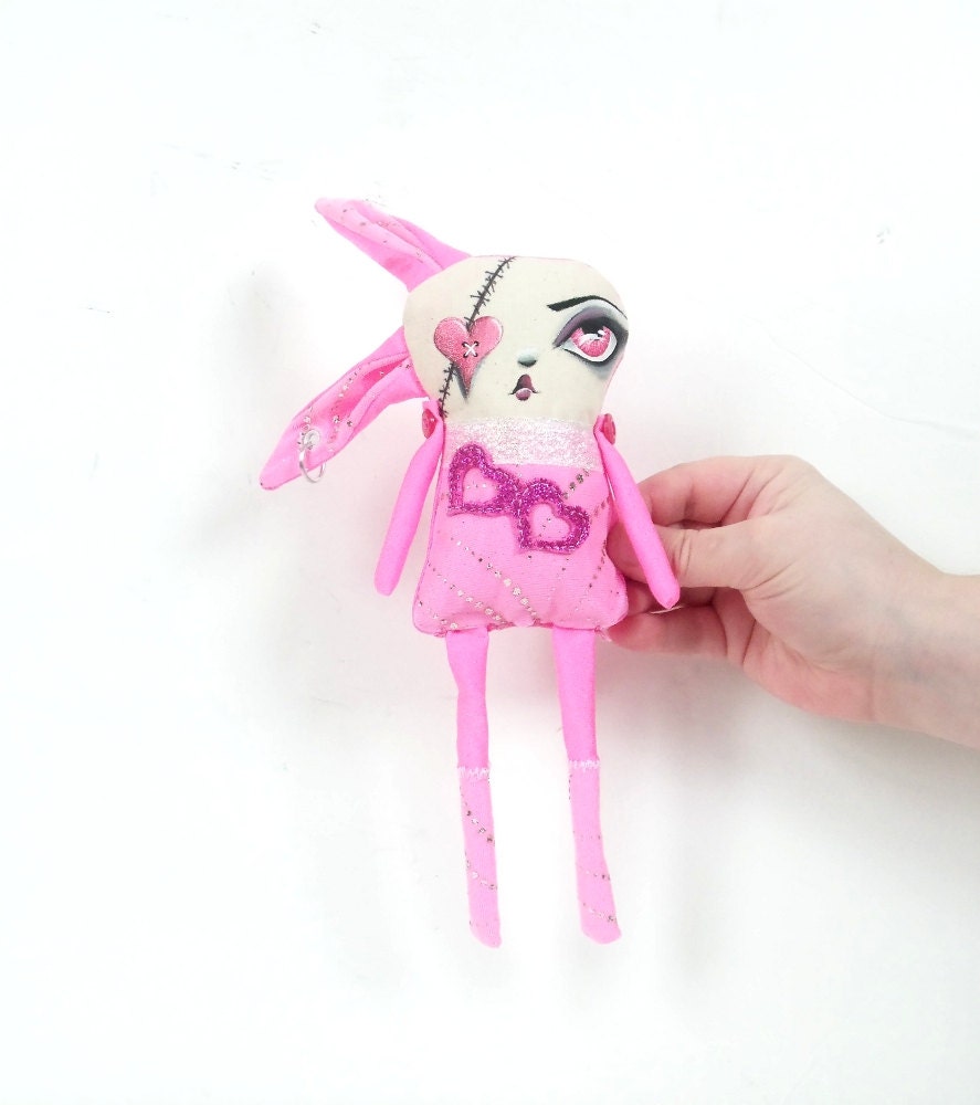 Art Doll Stuffed Plushie Soft Sculpture The Original Handmade Hand Painted Miniature Oddling Starr the Zombie Ballerina