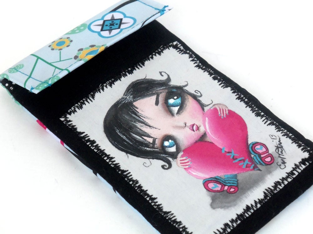 Kawaii Big Eye Art Cell Phone / Accessories Case Device Cozy Hand Painted Pink Blue Black