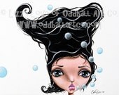 Big Eye Art Print Signed Drowning In Dreams by Lizzy Love apprx 8x10