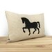 12x18 horse pillow cover - Rustic home decor - Natural and geometric pillow cover with black horse print - Lumbar pillow cover