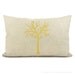 Tree pillow cover in Mustard yellow and natural beige with geometric backing - Tree print - 12x18 lumbar pillow cover - Rustic home decor