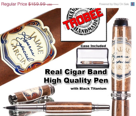 ON SALE NOW Executive gift for the smoker. Cigar pen made with a real band from a Jaime Garcia Reserva Especial