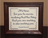 Iyanla Vanzant quote "Move" framed sign, embroidery 8x10 inch - adjustable in color