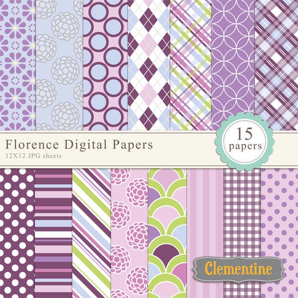 40% OFF SALE -Floral digital scrapbook paper 12x12, royalty free digital paper, commercial use- Instant Download