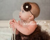 Chocolate Brown Tutu and Headband SET - Sweetheart Cupcake Style Newborn Tutu Set, Baby Tutu Set, Matching Ballerina Flower Headband