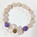 Natural Rose Quartz Nuggets and Purple Agate Gemstones Beaded Bracelet