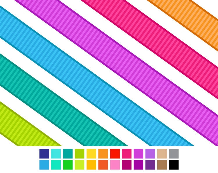 Digital Clip Art - Striped Digital Ribbons -  Personal and Commercial - Instant Delivery