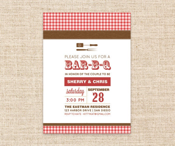 BBQ Invitation -  DIY Printable Couples Shower, Baby Shower (BabyQ), Cook Out Invitation - Barbecue Invitation Template