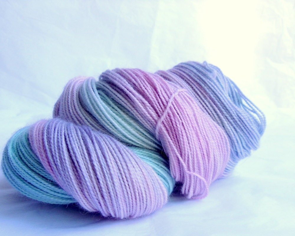 Pastel Sock Yarn, BFL/Nylon,  High Twist Knitting Wool, Mint, Pink, Lavender