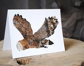 Barn Owl : Animal Silhouette In Bark, Eco Friendly Card, Recycled Stationery - Bird Art, Nature Photography, Wild Pulp