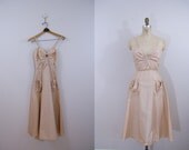 Vintage 1970s Juniors Pink Sundress / Lace Up Back / Size 5