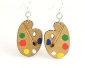 Painters Palette - Wood Earrings