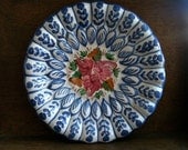 Vintage Pink White and Blue Wall Hanging Plate