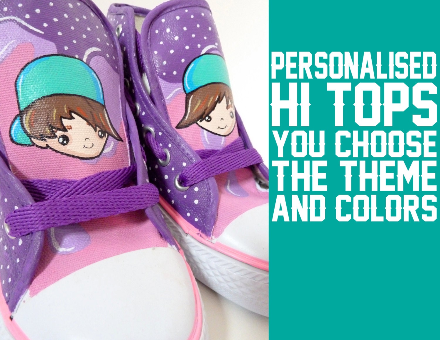 Personalised High Top Sneakers - You choose your design - Range of Unisex sizes available