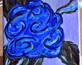 Original Abstract Still Life, Blue Hydrangea, Acrylic Painting on Canvas