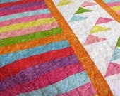 Modern Patchwork Lap Quilt Cottage Chic Bright Colors