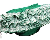 Green St Patrick's Day Clover Ruffle Diaper Cover Bloomer  Fancy Pants for baby toddler newborn