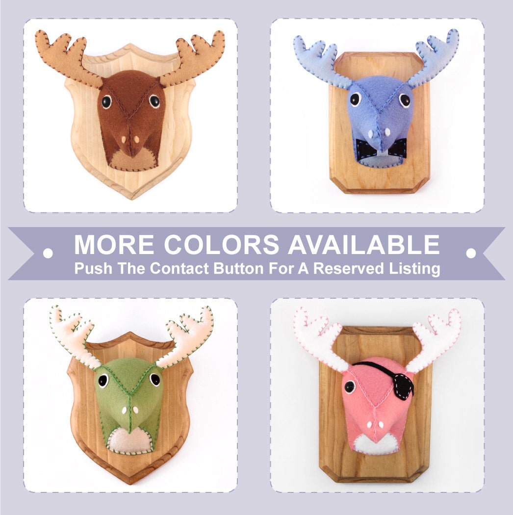 Small Faux Taxidermy, Plush Deer Pirate Trophy - Penelope The Pink Deer-Moose Pirate - Spring Sale