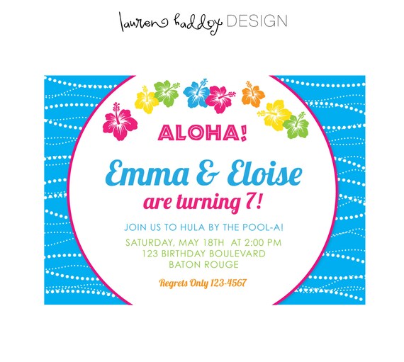 DIY, Luau Party INVITATION Il_570xn