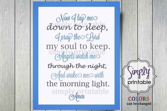8x10 Baby Wall Print - Now I Lay Me Down to Sleep Blue Il_570xn