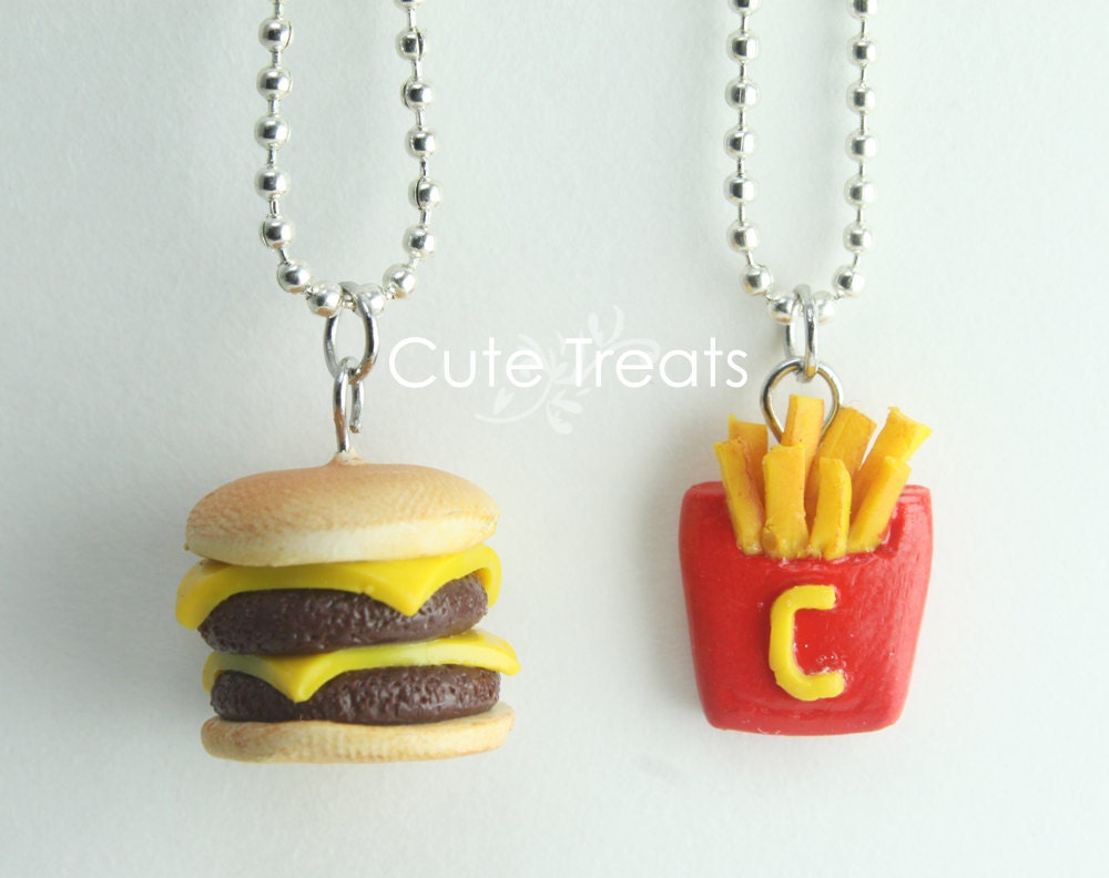 Best Friends Necklaces - Double Cheese Burger and Cute Fries