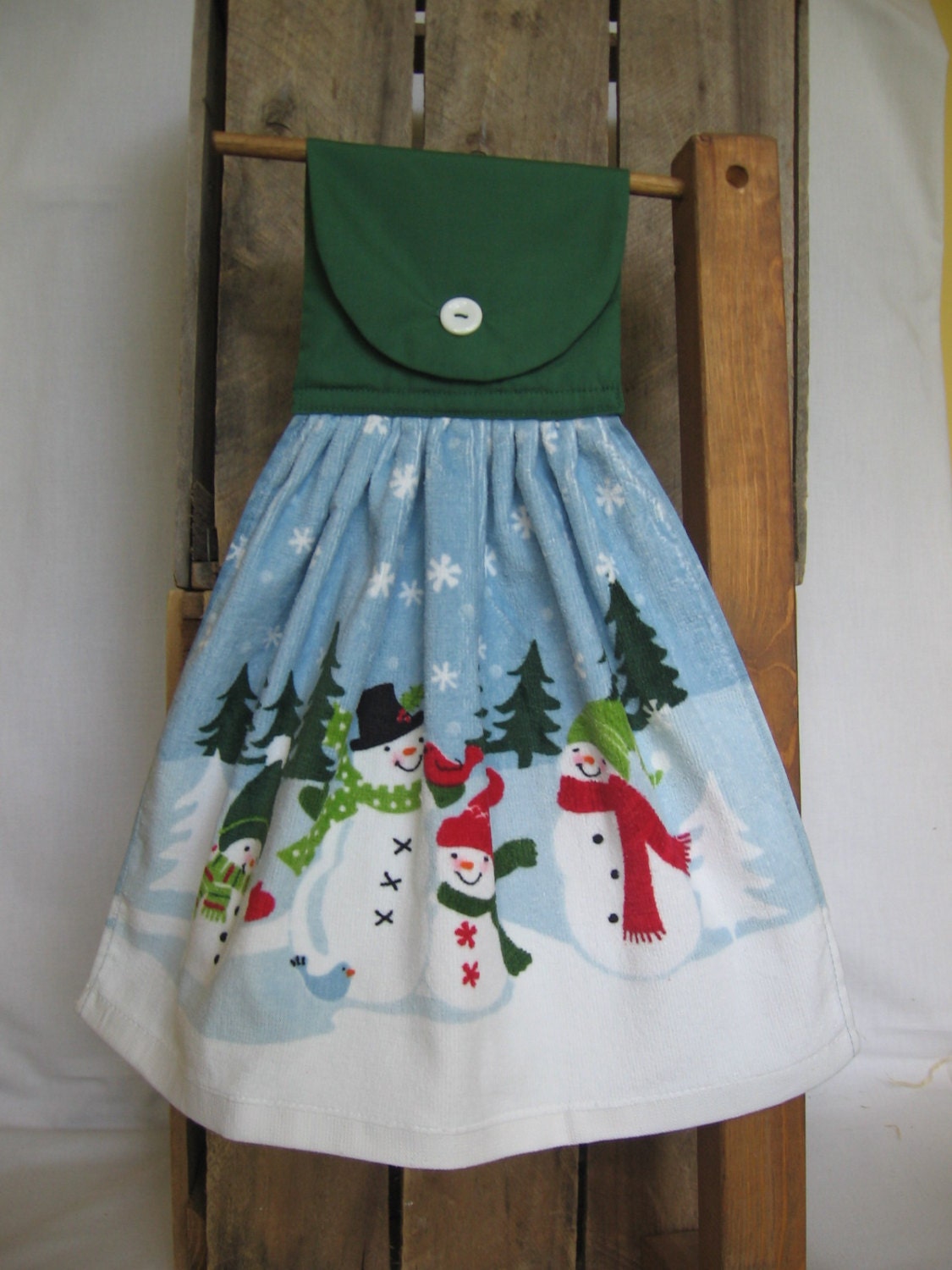Snowmen Kitchen Towel Winter Snow Kitchen Tea Towel with Snowmen