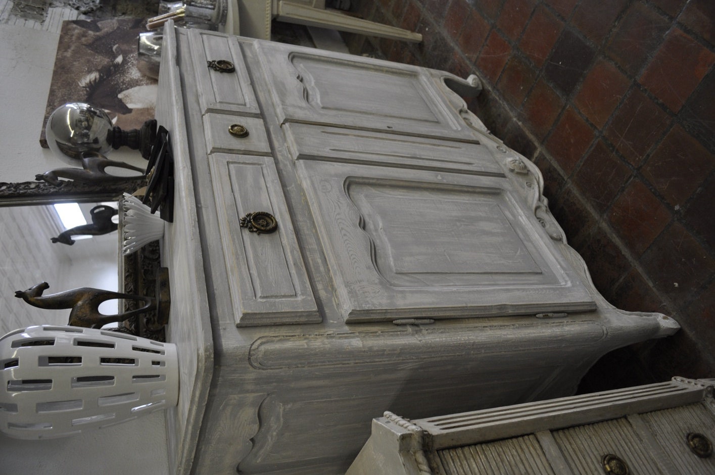Incredible Driftwood Grey Imported Vintage French Buffet, Chest, Dresser