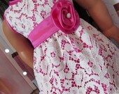 Fuschia Lace Overlay Spring Dress, Headband