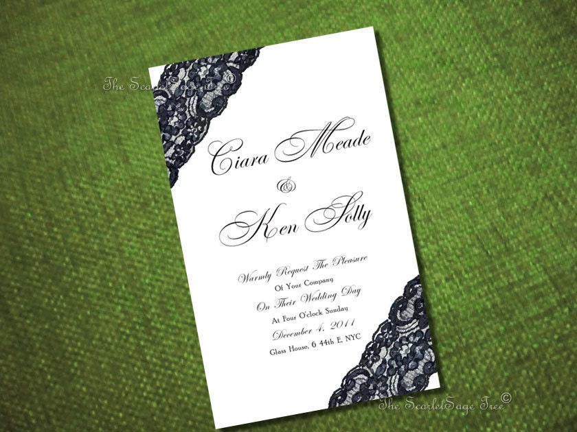 PRINTABLE BLACK LACE Diy Wedding Program Full Content Custom Design Invitation Menu Pdf Template Vintage Modern Preppy Country Pdf