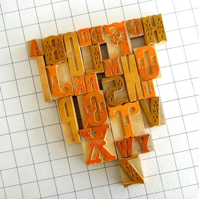 A to Z - 26 Designer Wooden Type - Symphony Series - DIY - V29