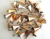 50 Golden Colored Hand Made Unique Conical Shaped Bells with Rough Look for Wind Chimes, Altered Art -with Jute Rope - DIY - MV109