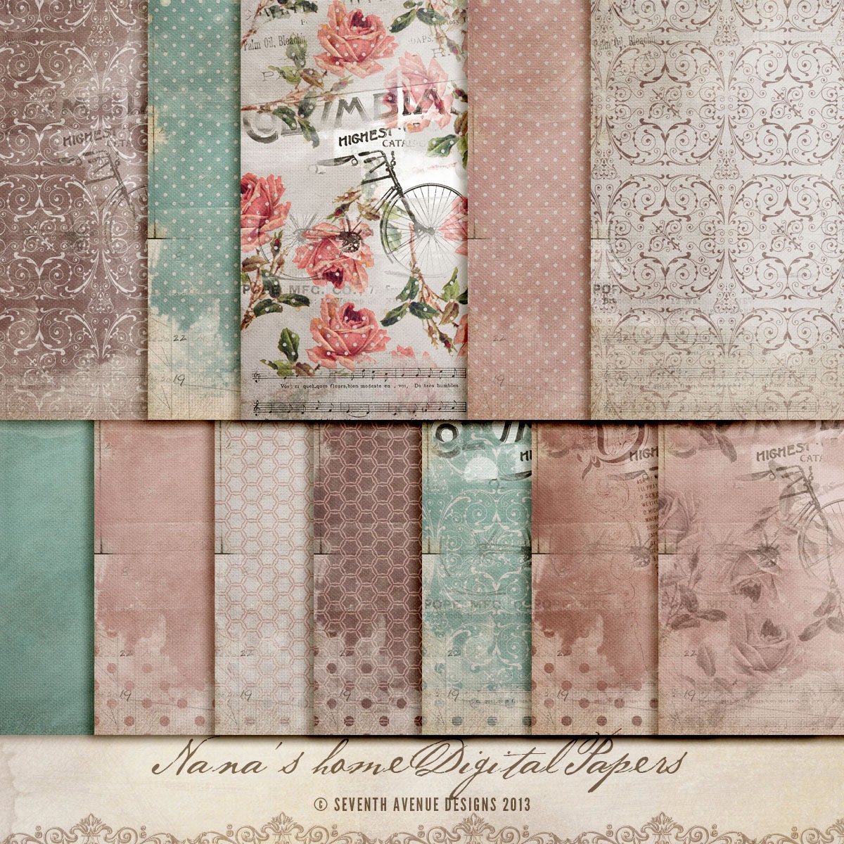 Digital Papers - Nana's home. Perfect for blog background, card making and much more.