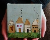 Miniature Mixed Media, Calm, Serene, Cottage, 3 x 3 , House