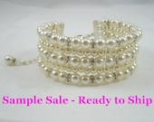 Sample Sale - Ivory Pearl Bridal Cuff Bracelet - With Extender - Other Colors Available