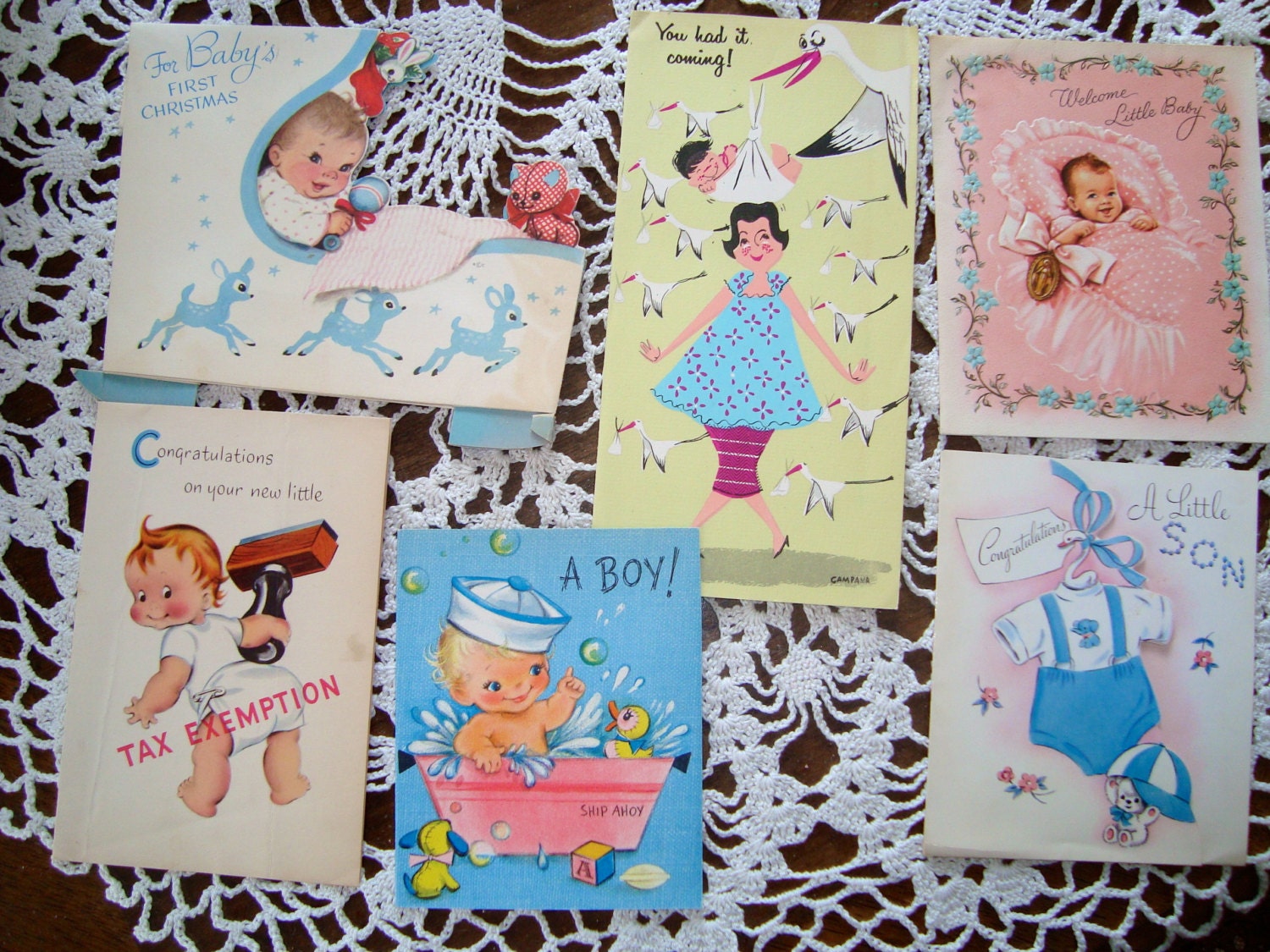 EB703 - 21 Vintage Greeting Cards  - All for Baby's - Used cards