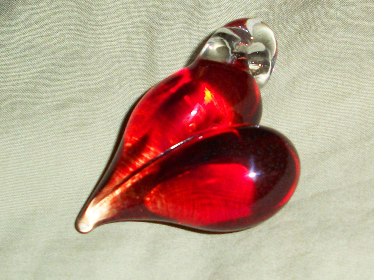 Red Heart Glass Necklace Pendant - Lampworked Pyrex Glass - Hand Blown Glass Jewelry - Focal Bead - Perfect Gift