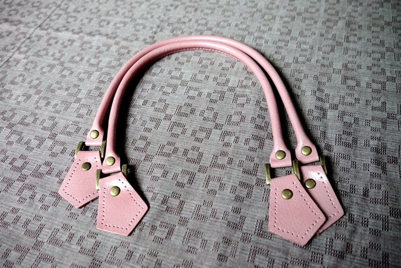 Pink  Real Leather Bag Handle Length 23 inches