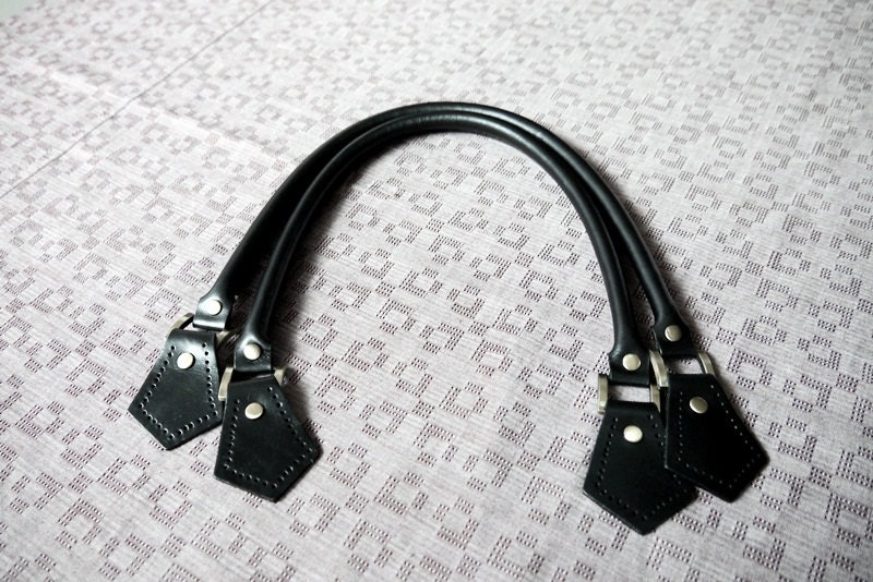 Black Genuine Leather Bag Handles Length 23 inches