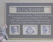 Grey Baby Nursery Decor, Personalized Baby Name Picture Frame, Custom Children Photo Frame in Gray