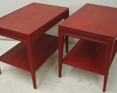 Reclaimed Vintage Mersman Red Painted Side Accent End Table Tables Nightstands (HAI) Ships FedEx